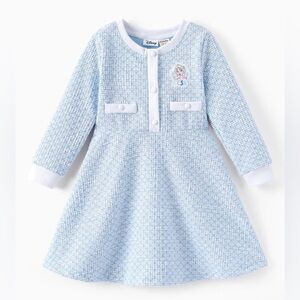 Disney’s Frozen Elsa Tweed Embroidered Long Sleeve Winter Dress Girl Size 6-7